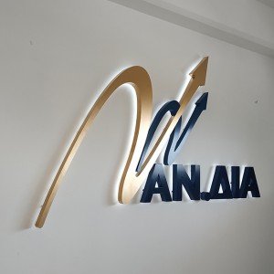 One piece metal embossed letters of hidden led lighting 