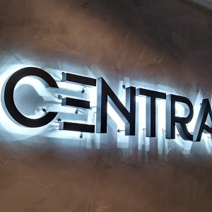 One piece metal embossed letters of hidden led lighting 
